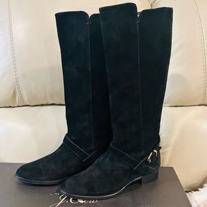 J.Crew Lowell Black Suede Boots Ext Calf 8.5m